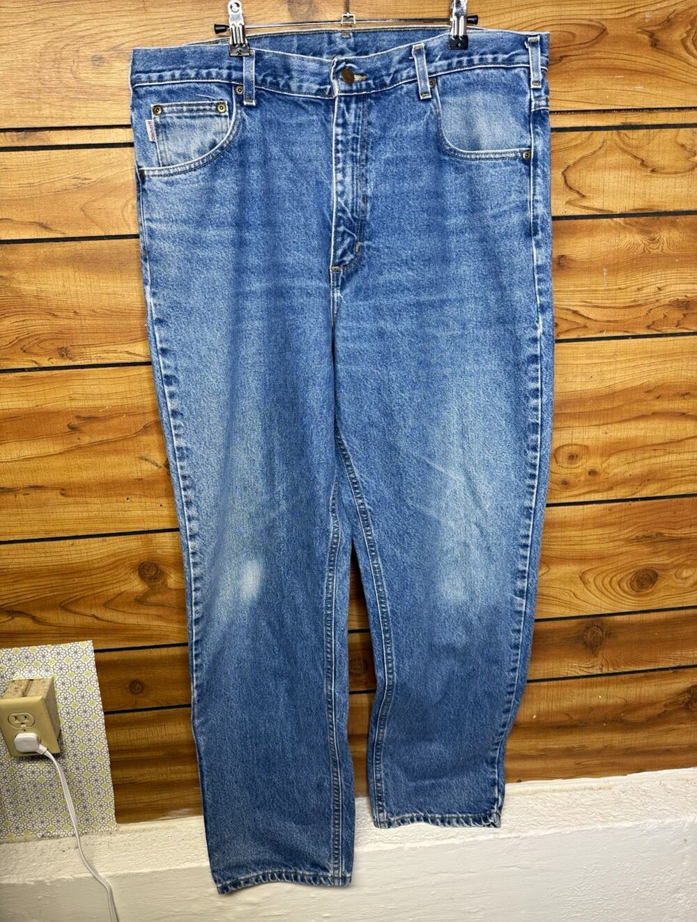 Carhartt Men's Blue Denim Jeans Straight Leg Regular Fit 5-Pocket 38x32